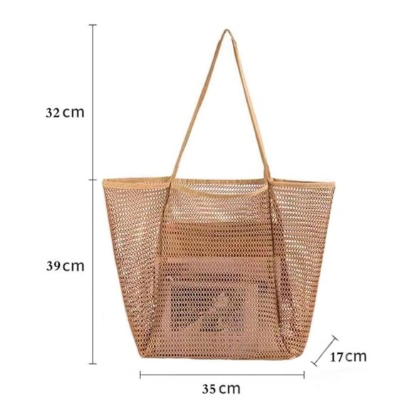 Brand New Mesh Beach Bag Big Capacity Shoulder Bag for Travel Beach Picnic - Picture 2 of 10